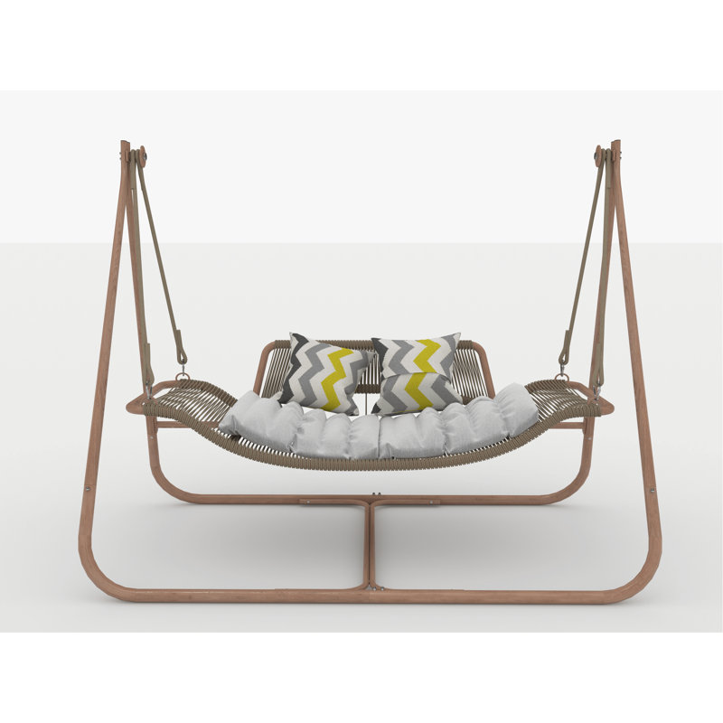 Balancelle de 570 lb avec support, rouille, structure en bois, double surdimensionnée pour l'intérieur, l'extérieur, la chambre à coucher, le patio, la capacité de mise à niveau du balcon, décoration rouille