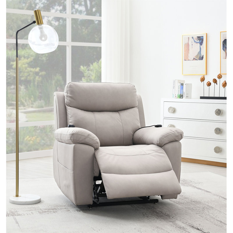 Fauteuil inclinable électrique en microfibre Chriki, Gris clair