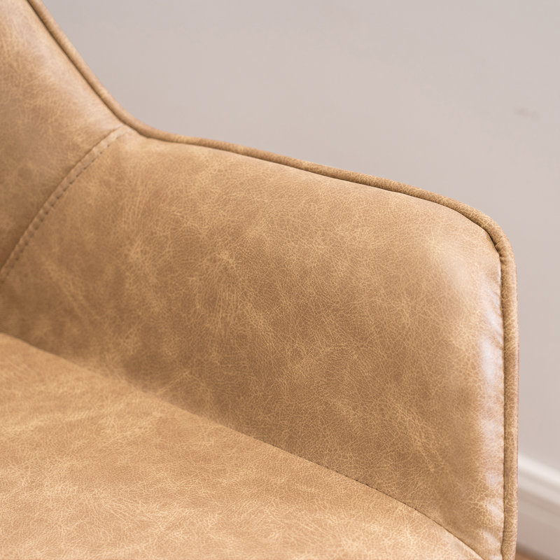 Chaise avec accoudoirs rembourrée Abubaker, Brun clair, Chêne noir, 2