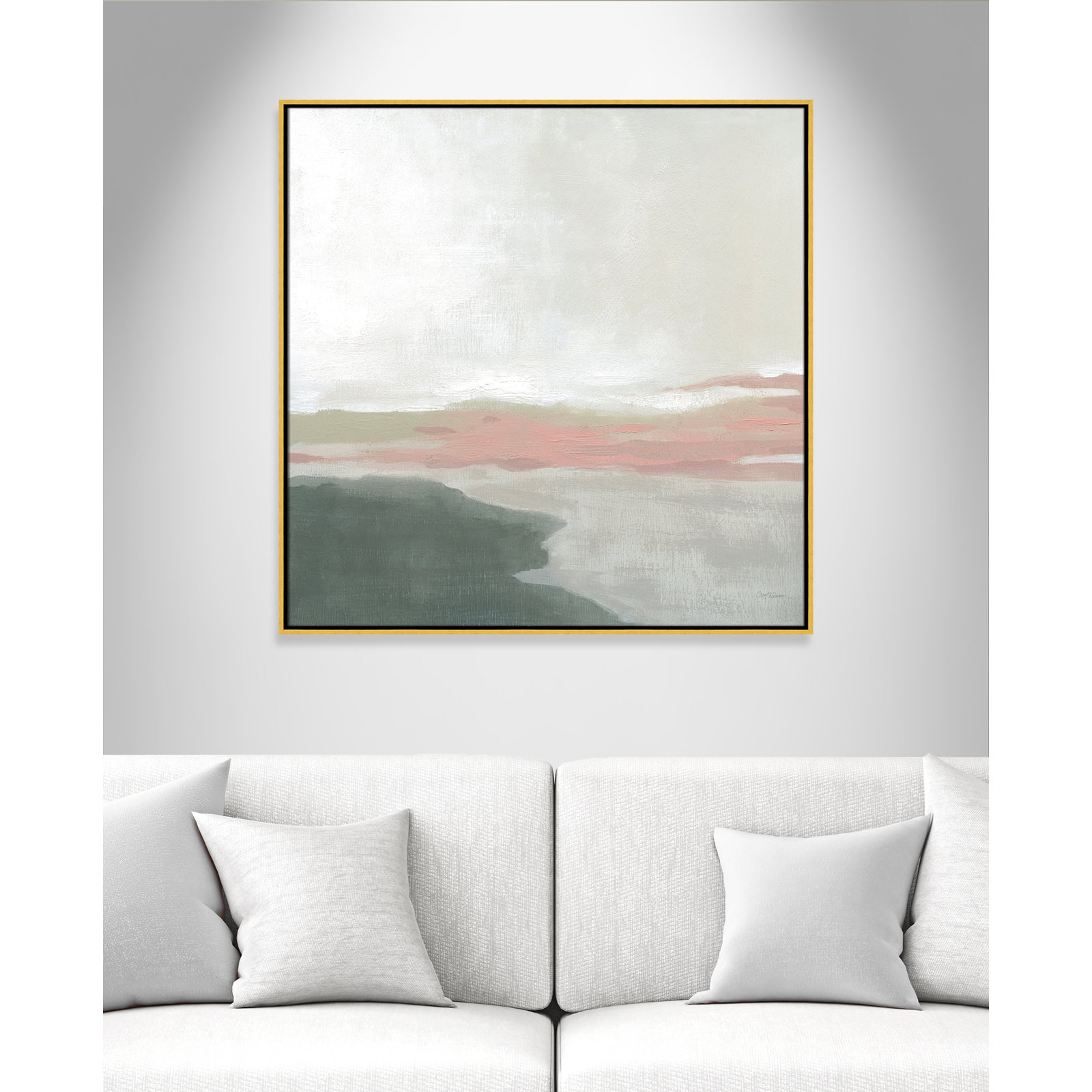 Carley "Still Lake" Painting by Carol Robinson, 37.5" H x 37.5" W x 2" D, Gold