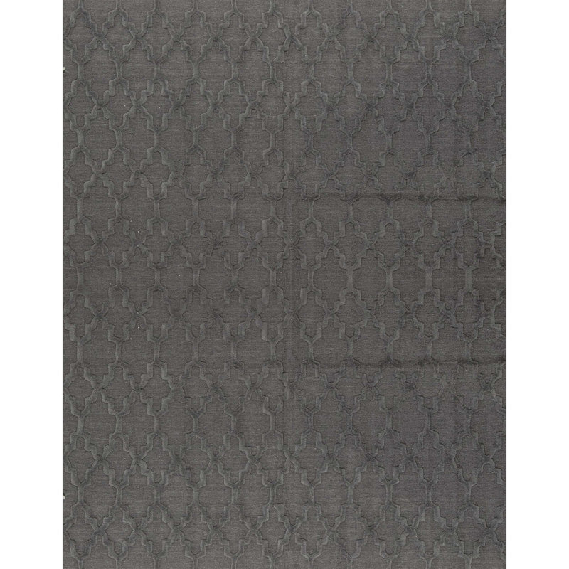 Wool Geometric Area Rug in Gray