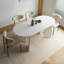 Table de salle à manger blanche en bois massif ovale-1873236741