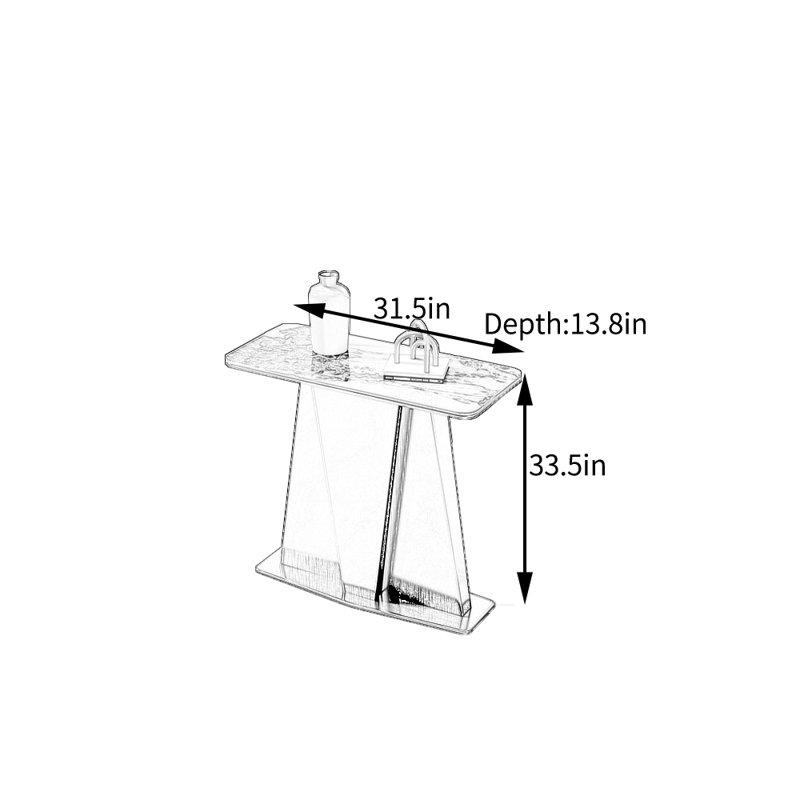 Console d'entrée de luxe, H 33,5 po x l 31,5 po x P 13,8 po, Noir, noir, noir, noir