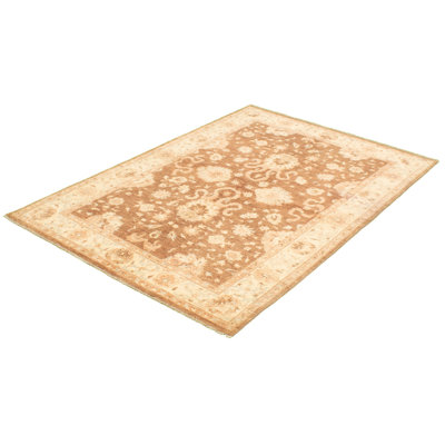 Perse One-of-a-Kind 5'9" x 8'10" 2010s Rectangle Wool Area Rug in Brown and Ivory