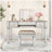 Mirrored Vanities Desk with Drawers, Bedroom Makeup Vanity Table Set with Mirror and Stool, Flip Up Dressing Table for Bedroom/Makeup Room, Working Desk for Women, Girl Furniture Combo-1546080371
