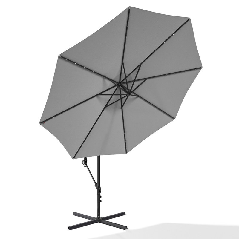 Seraphina 3m Cantilever Parasol with LED Light, Light Grey