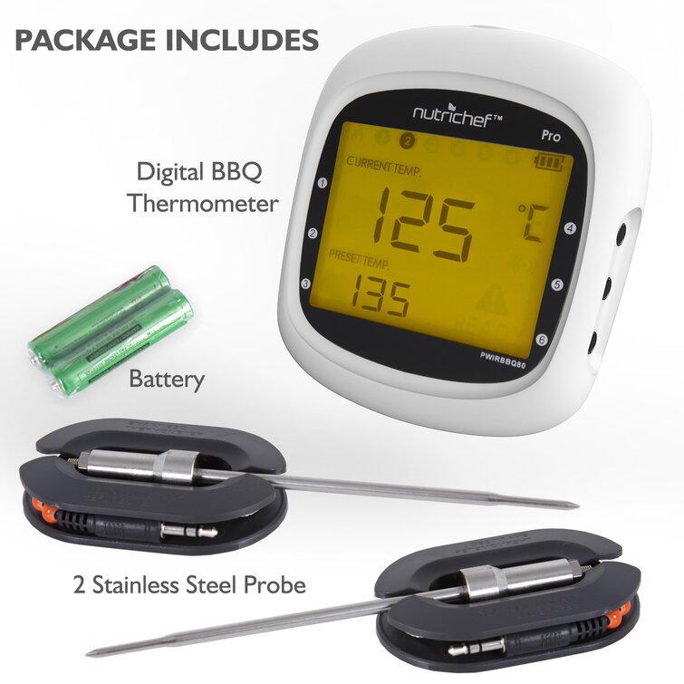 NutriChef Grill Thermometer Round Bluetooth Compatibility Grill