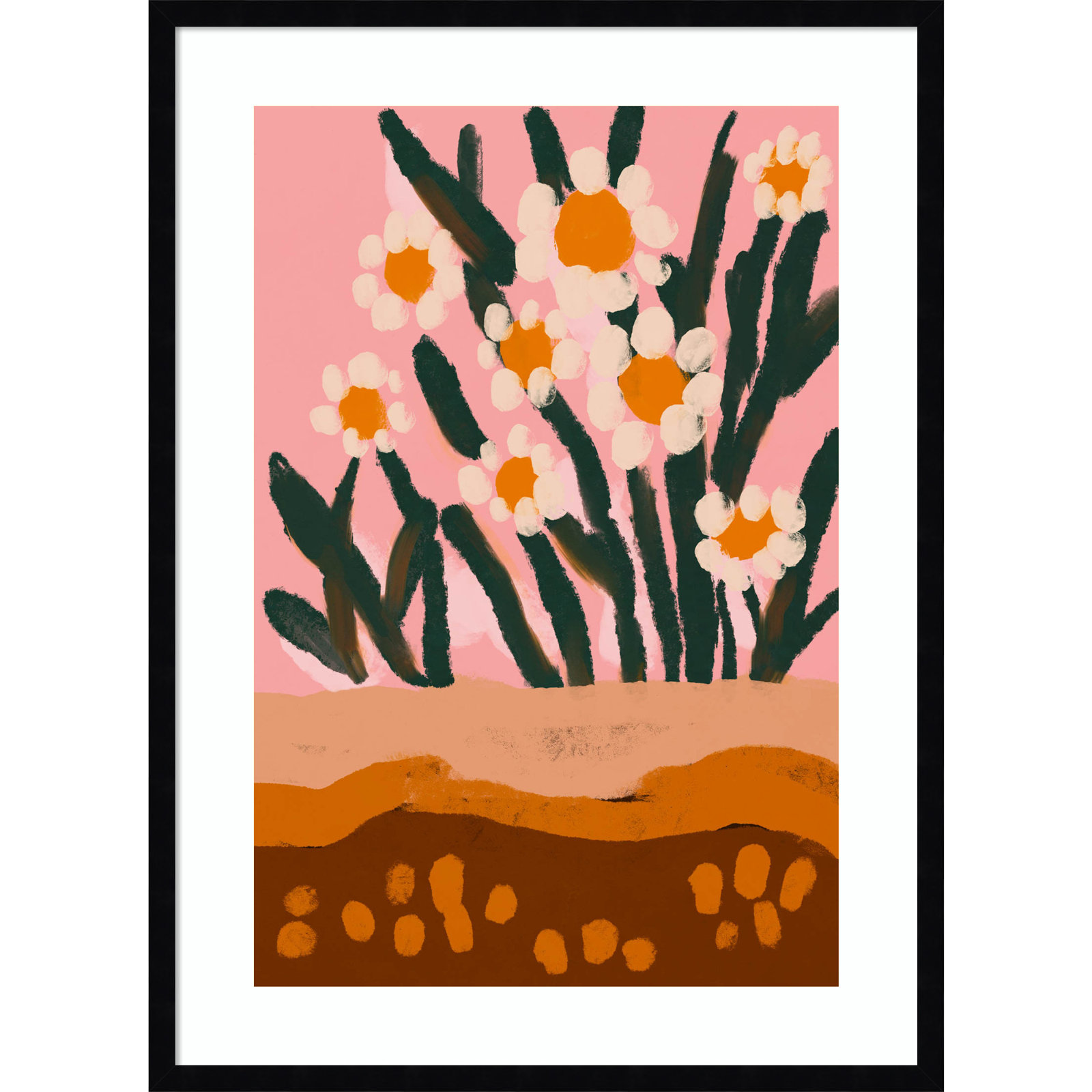 Pastel Flower Impression No 3, 33" H x 24" W, Black