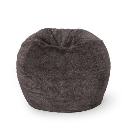 Fauteuil à billes rond en fausse fourrure avec housse amovible