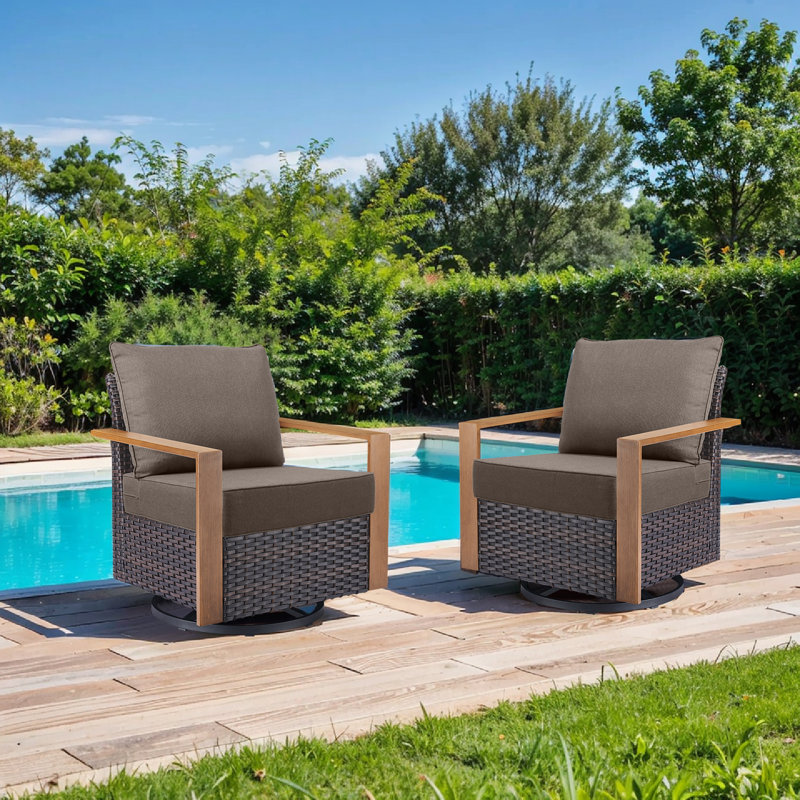 6" Outdoor Cushions For Patio Furniture, 22X24x6 Thick Seat Cushion Set Of 2, Fade Resistant Couch Chair Replacement Cushions High Density Deep Wicker Chair Cushion W/Removable Cover