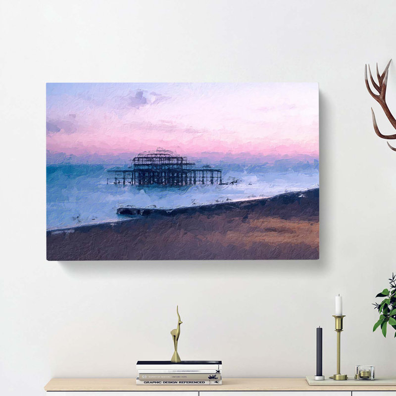 West Pier Brighton Beach in Abstract - Wrapped Canvas, 50cm H x 76cm W x 3cm D