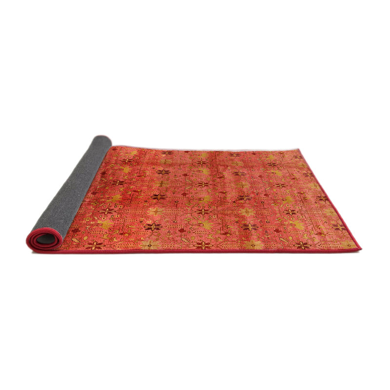 Tapis rouge à motif floral, Rond 8 pi