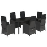 Brayden Studio 7 Piece Garden Dining Set With Cushions Poly Rattan