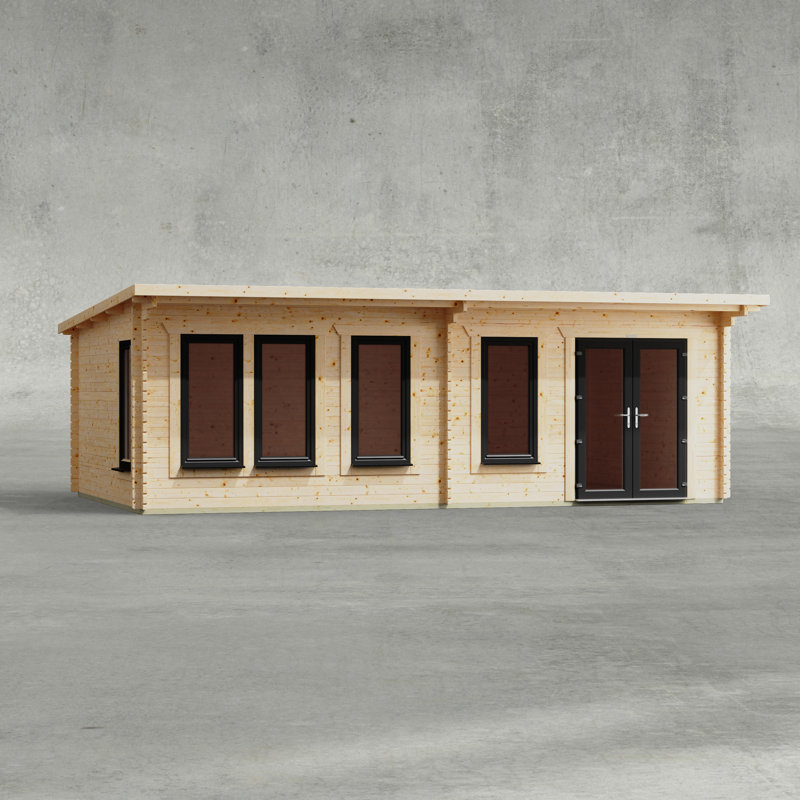 Powersheds 24 x 14ft Pent Manor Log Cabin, Doors to the Right - 44mm