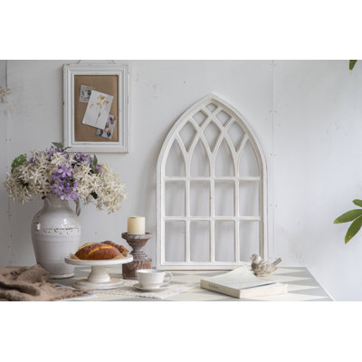 Cadre mural de fenêtre rustique arquée 20 x 32 pouces