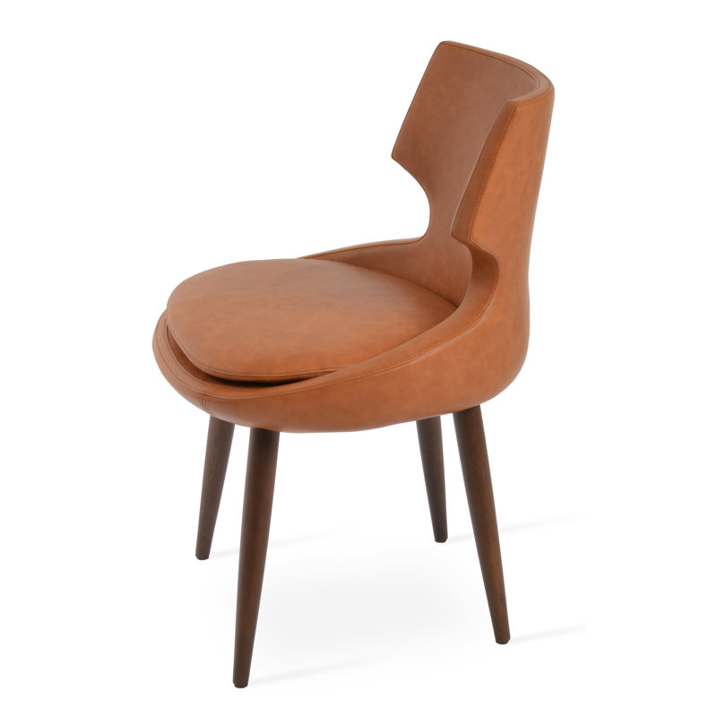 Patara Wood Side Chair, Caramel Faux Leather