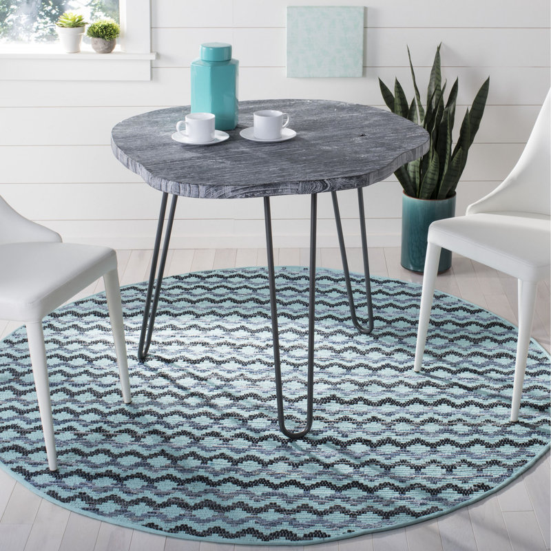 Annia Hand Woven Cotton Geometric Rug, Round 6'