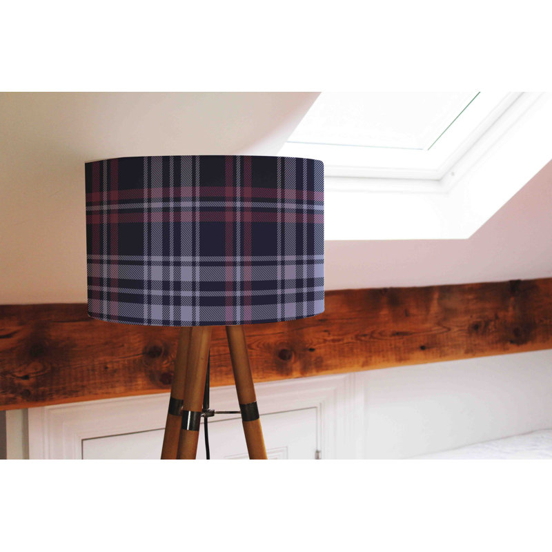 Tartan Plaid Pattern 25cm H Cotton Drum Lamp Shade ( Uno )