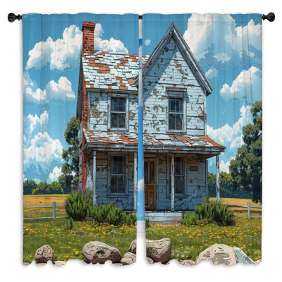 Rideaux de fenêtre de maison avec rideaux de maison de campagne - 2 panneaux