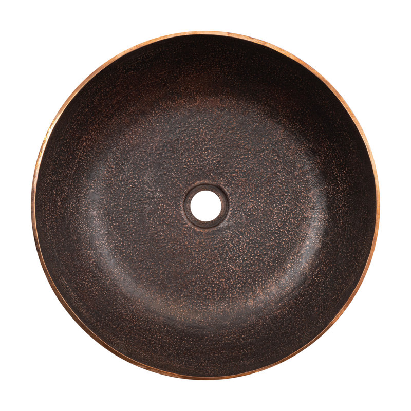 Grand lavabo rond 17 po Terra, Brun foncé