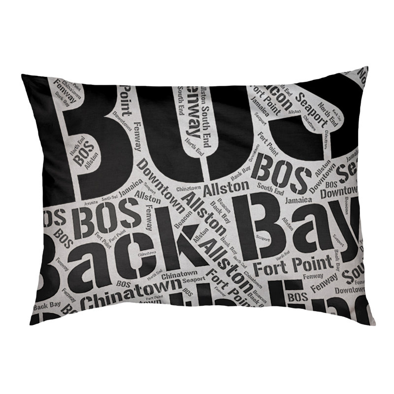 Coussin de chien « districts », Moyen (H 9,5 po x l 28 po x P 18 po), Noir, Boston