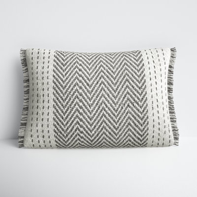 Carey Fringed Cotton Lumbar Pillow Cover