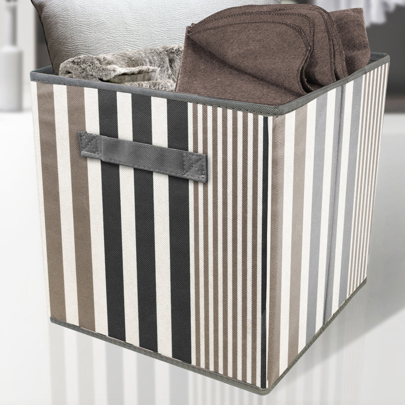 Sorbus 11" Foldable Fabric Storage Cube Bins with Handles, Gray/Black