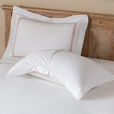 MeadowPark 200TC Cotton Percale Duvet Cover Set, Hotel-Inspired Check Embroidery, 3 Piece Set, OEKO-TEX Certified