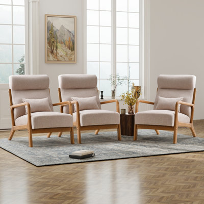 Chaise d'appoint rembourrée traditionnelle avec coussin lombaire de 26 po de large Cashel (ensemble de 3)