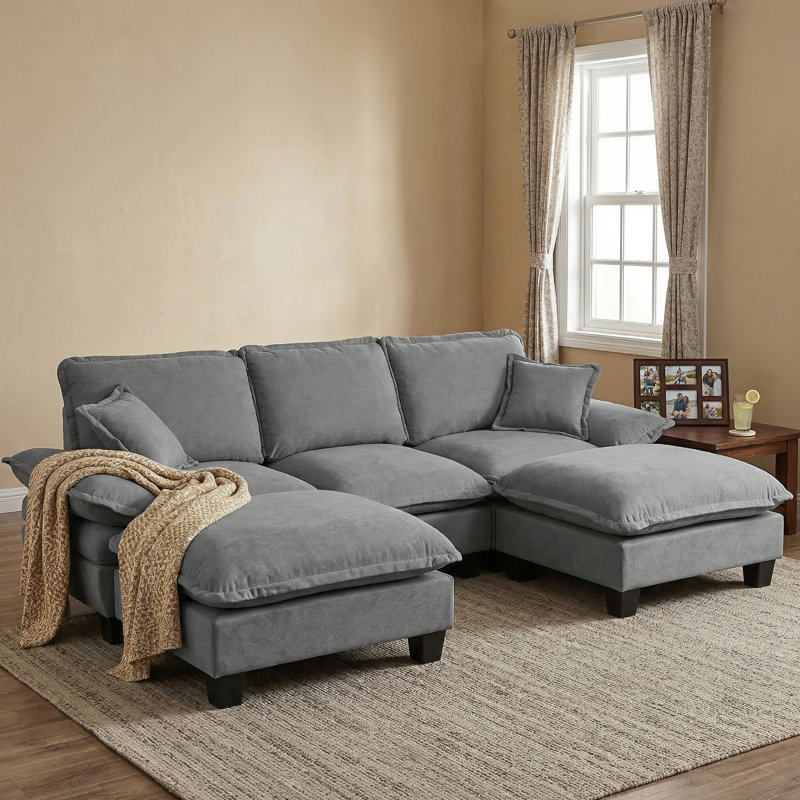 U-Shape Cloud Couch Modular Sofa With Sailboat Design And Movable Ottomans