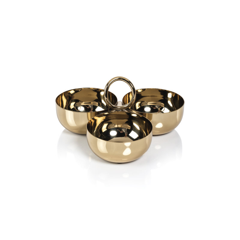 Joss & Main Steel/ Brass Condiment Server, Gold