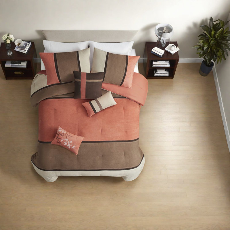 Luxurious Coral Bedding Sets, Faux Suede Polyester For Rustic Home