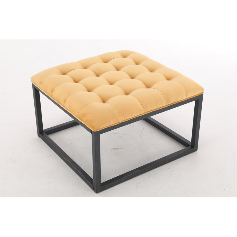Aairah 72cm Wide Tufted Square Cocktail Ottoman, Mustard Yellow