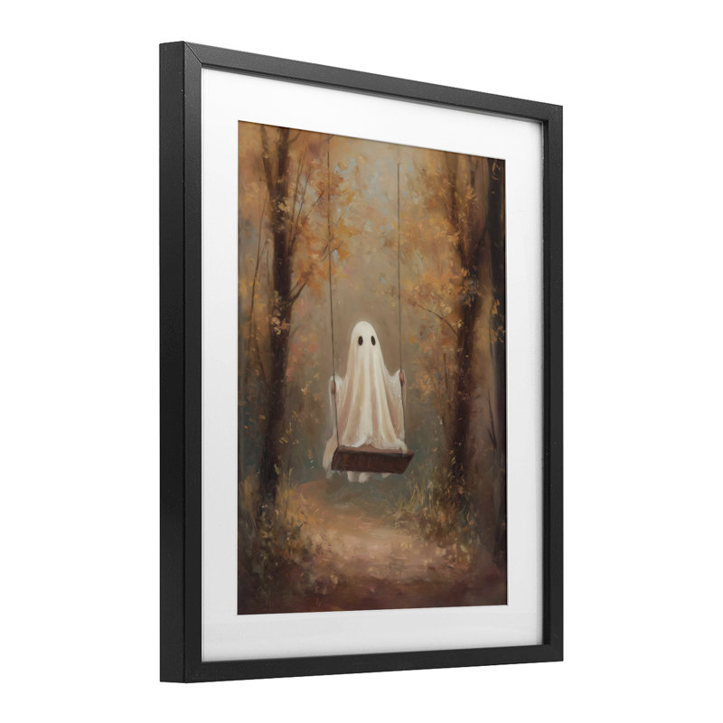 «Eerie Swinging Ghost», reproduction sous verre encadrée, design par Arlington Prints, Cadre noir minuit, H 16 po x l 13 po