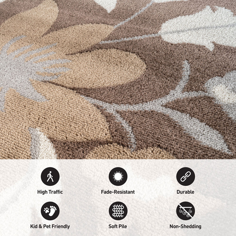 Contemporary Floral Area Rug, Rectangle 2' x 3'