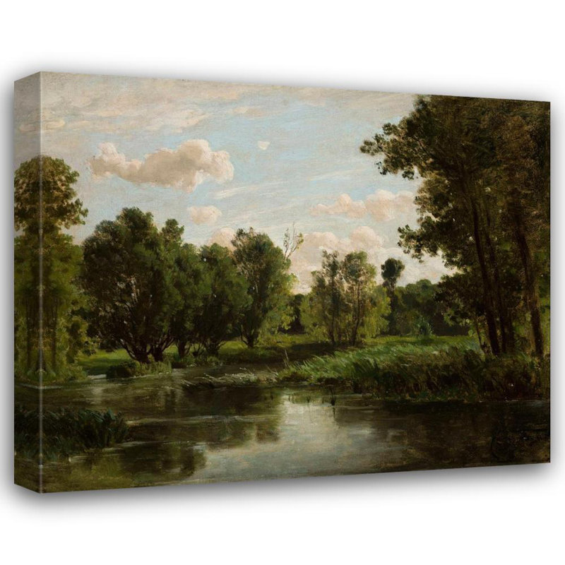 «Lake in the Forest» par Józef Szermentowski - Art mural sur toile tendue avec châssis, H 24 po x l 17 po