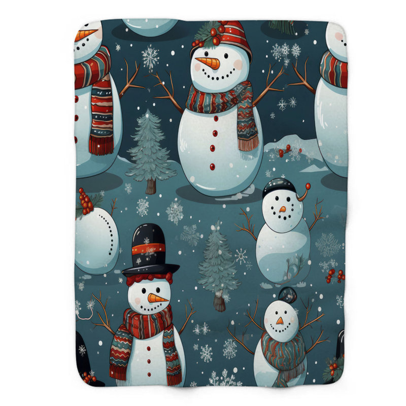 Snowy Fun - Couverture Sherpa de qualité supérieure 1 pièce, L 50 po x L 60 po
