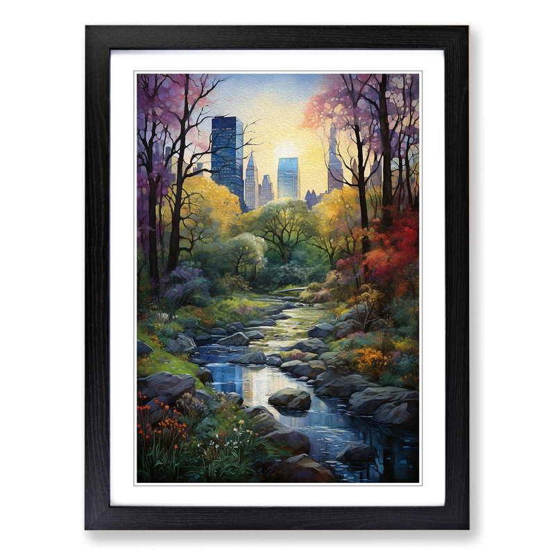 Central Park Symbolism No.2 - Single Picture Frame Print on Wood, Black Framed, 34cm H x 25cm W x 2cm D