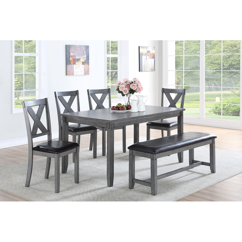 Ensemble repas 6 personnes Donahue, Gris / Noir, Gris / Noir