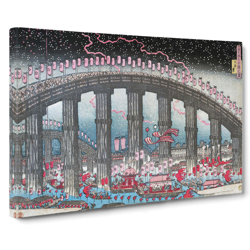 Tenmangu Festival At Osaka by Yashima Gakutei - Wrapped Canvas Print, 35cm H x 50cm W x 3cm D
