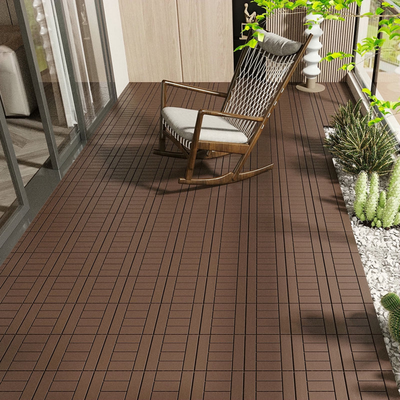 Carreaux de terrasse de style H de 12 po, carreaux de terrasse à emboîtement de module de bricolage, carreaux de cour faciles et rapides à installer pour le porche, le balcon de la piscine, la cour arrière, 44 pièces
