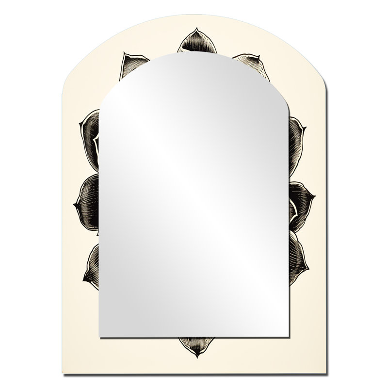 Minimal succulent en noir et blanc III - grand miroir mural asymétrique succulent, 34 po x 25 po