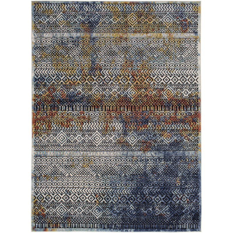Agbogla Geometric Indoor Rug, Rectangle 5'3" x 7'