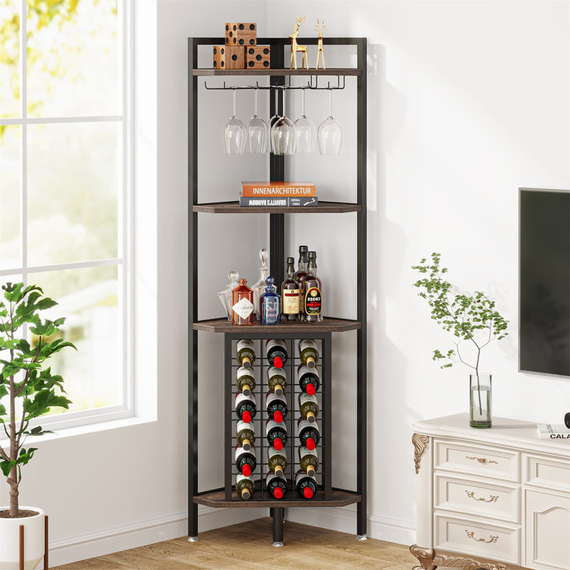 Aniessa Wine Bottle & Glass Rack, Brown