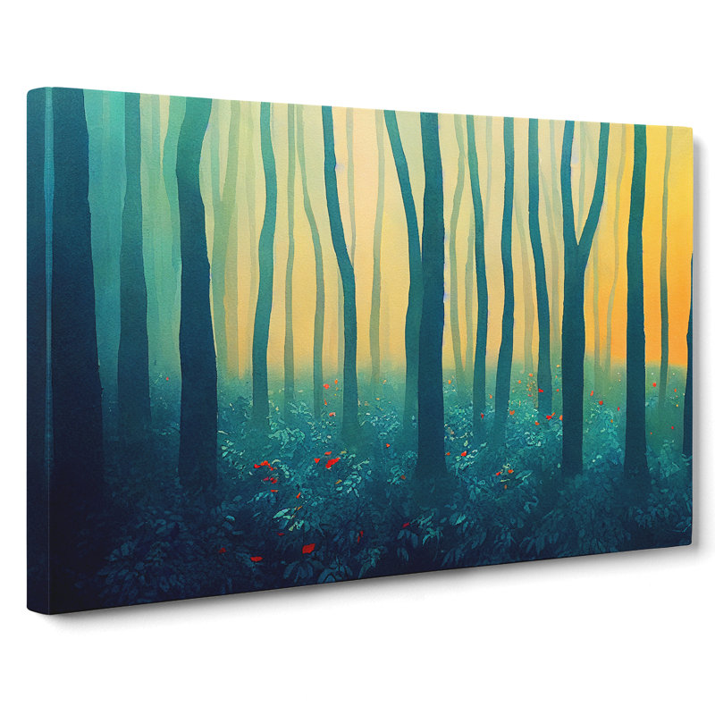 Tranquil Colourful Forest - Wrapped Canvas, 35cm H x 50cm W x 3cm D