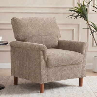 Green Mid Century Modern Accent Chairs,Chenille Comfy Arm Chairs,Reading Chair with Widen Arm Rest,Easy Assembly Required