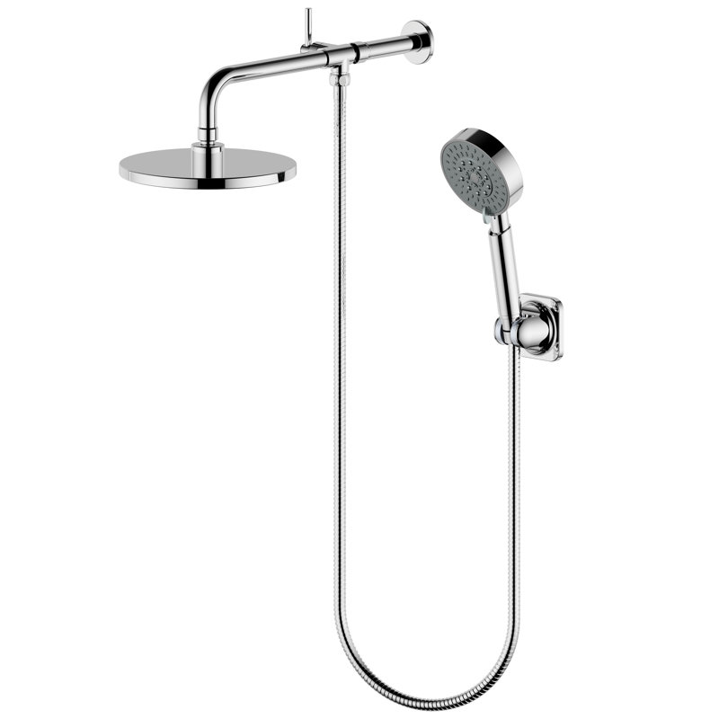 Pomme de douche Derengge avec pomme de douche 8 pouces, pomme de douche à main 5 fonctions, Chrome poli
