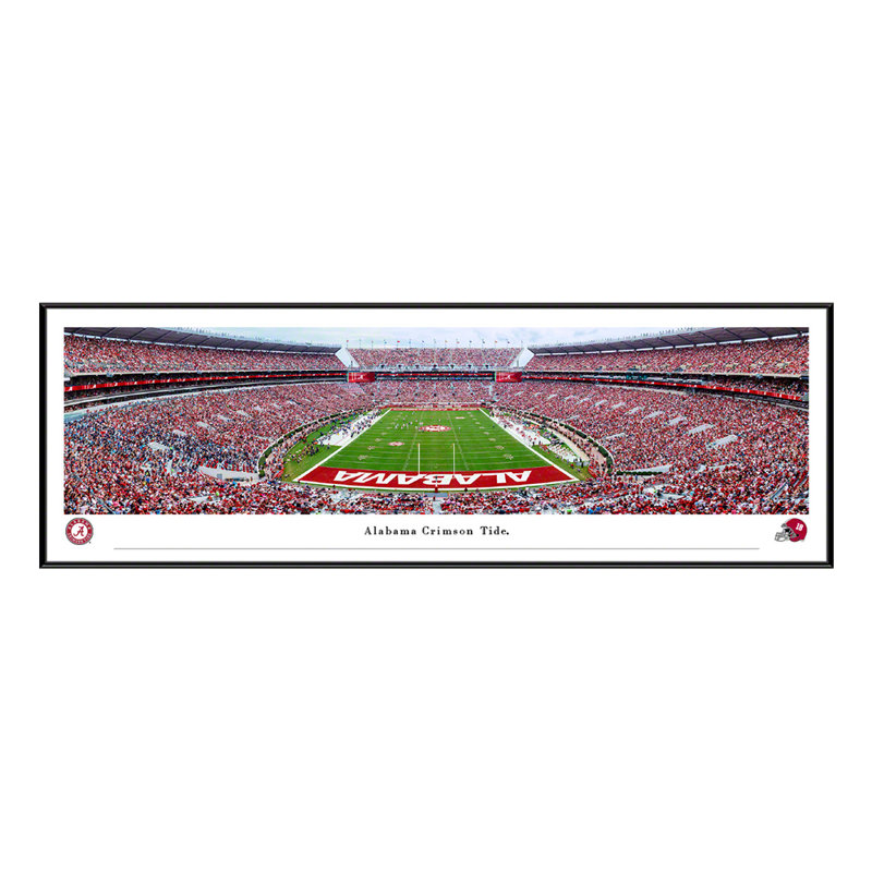 Alabama Football, impression panoramique, H 13,75 po x l 40,25 po x P 0,38 po, Cadre noir