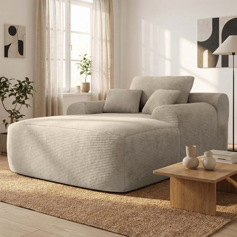 Méridienne convertible sans os avec large accoudoir et aucun assemblage requis, Camel