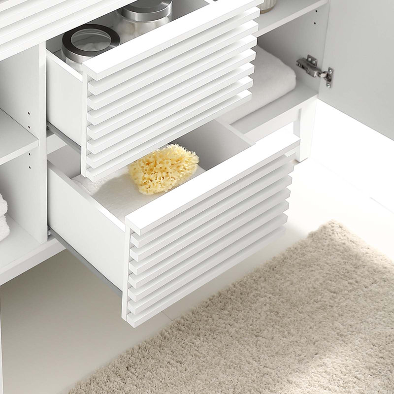 Base de meuble-lavabo double 48 po Modway seulement, Blanc